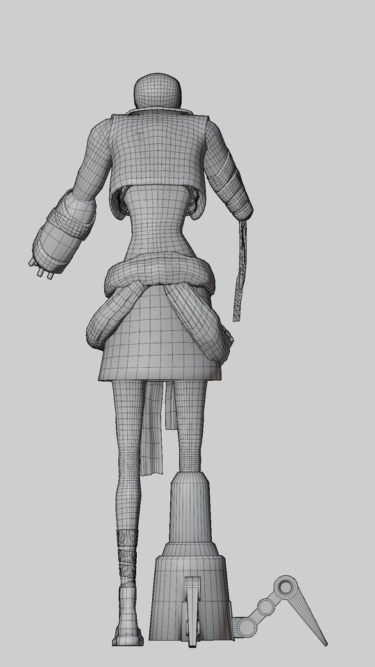 Dylan's untextured mesh, back view.