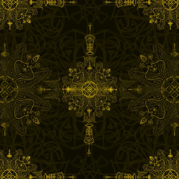 A gold ornamental pattern on black, the backdrop of the Mt. Clympus forum.