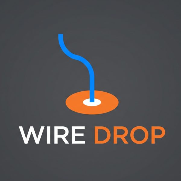 Wire Drop logo: a blue wire dropping onto an orange target.